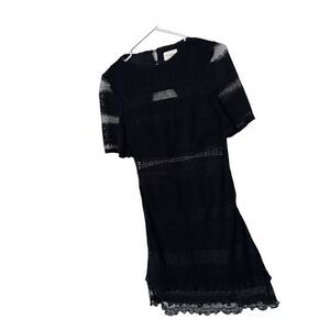 Foxiedox Lined Open Back Short Sleeve Angelique Lace Dress Black Size XS